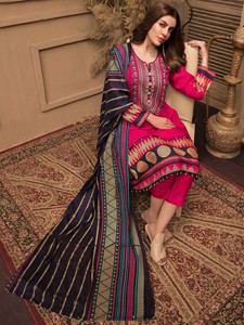 Shafoon pakistanais indien pour femmes, shalwar kameez 3 pièces, broderie, design décontracté, séchage rapide, toutes saisons - Product Image 4