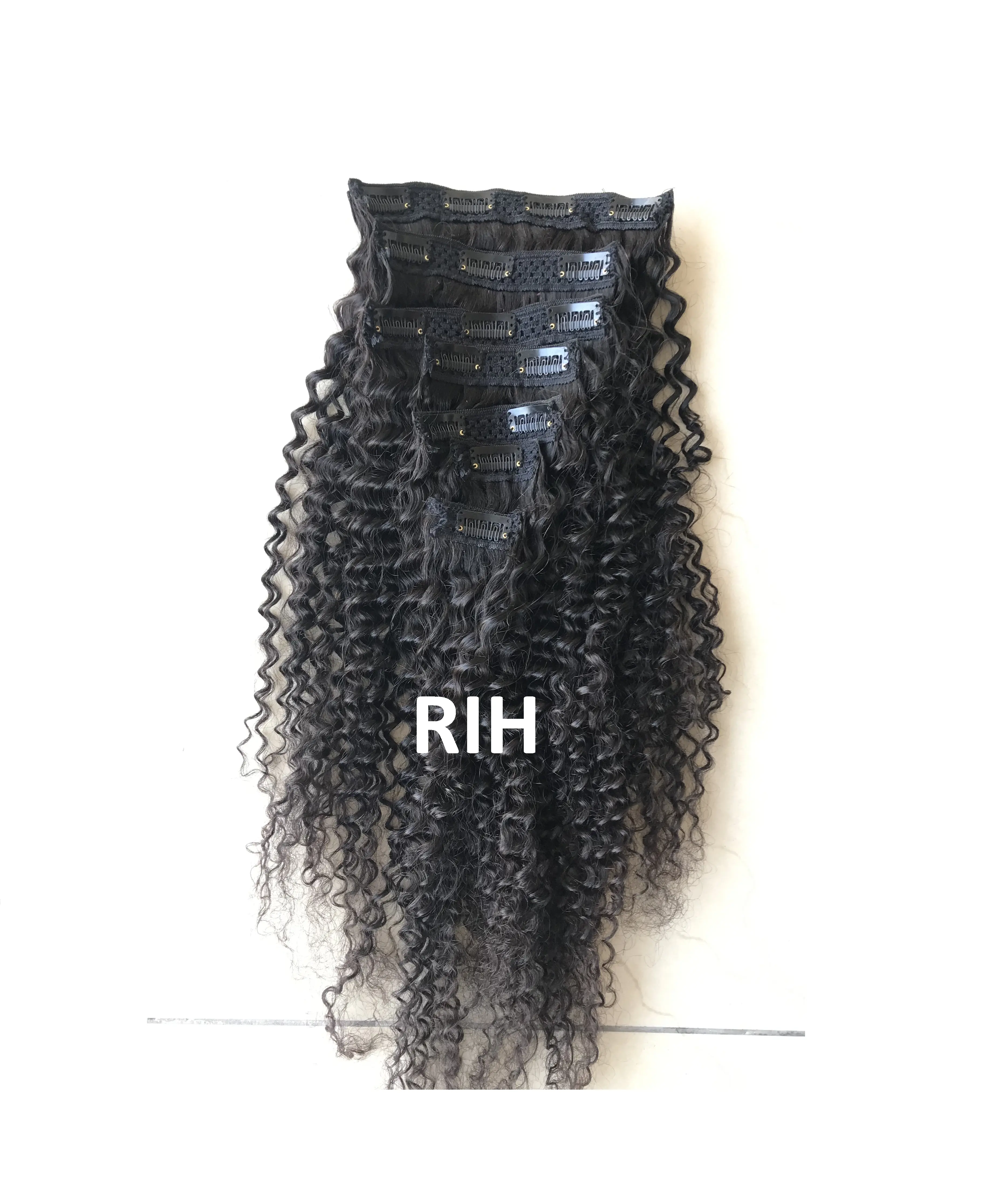 Cambodian Onverwerkte Cuticula Uitgelijnd Maagdelijke 200 Gram Kleur 1b Diep Krullend Clip In Human Hair Extensions Van Indiase Haarverkoper