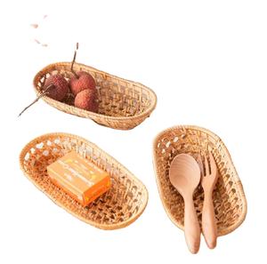 Ensemble de 3 plateaux de service ovales en rotin brun design admirable parfait pour la table de la maison et la cuisine - Product Image 1