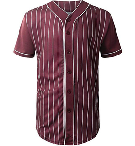 Jersey de béisbol a rayas personalizado para jóvenes y adultos uniforme frontal con botón con estilo deportivo moda en blanco barata - Product Image 4
