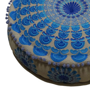 Puf de Mandala azul de estilo moderno, nueva decoración de verano para el hogar, reposapiés bordado de algodón, reposapiés de tela, venta al por mayor - Product Image 2