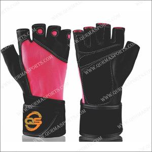 Gants de gymnastique antidérapants unisexes en cuir respirant pour l'entraînement physique, l'haltérophilie et les poignets en caoutchouc rose et noir - Product Image 3