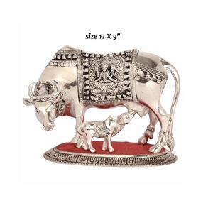 Luminum-estatua de vaca eligiosa, con pantorrilla y hecho a mano - Product Image 1