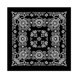 Foulard carré en coton à imprimé floral ethnique et dentelle pour adultes, respirant, toutes saisons - Product Image 1