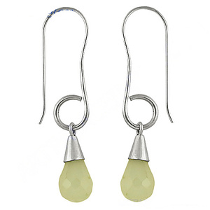 Forma de gota brillante Piedra de calcedonia blanca 925 Pendiente de plata esterlina pura sólida Regalo Joyería Pendiente de cristal de piedra natal - Product Image 1