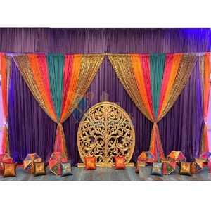 Telones de Fondo Coloridos para Decoración de Escenarios de Mehndi, Funciones Musulmanas de Henna, Bodas, Telones de Fondo Coloridos para Bodas Punjabi, EE. UU. - Product Image 1