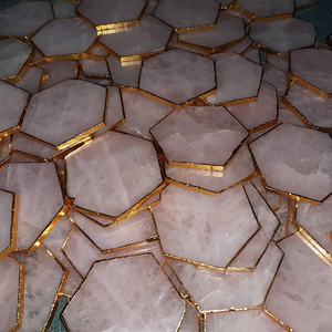 Best Selling Crysal Wholesale Natural Rose Quartz Hexagon coaster for <b>Healing</b> Meditation Metaphysical Homedecor Gemstone coaster - Product Image 4