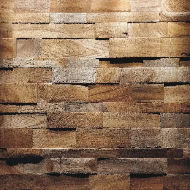 Super Interior decoration Wall Covering 3D wooden wall panels BLOSSOM 029 Teak Wood Wall Panels for designs under lifetime