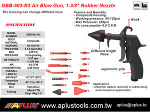 Pistola de aire comprimido APLUS, boquilla de goma de 1-3/8 ", carcasa compuesta y boquilla - Product Image 2