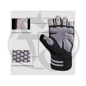 Personalizable PU medio dedo levantamiento de pesas guantes de gimnasio Diseña tu propio logotipo para el equipo de fitness - Product Image 1