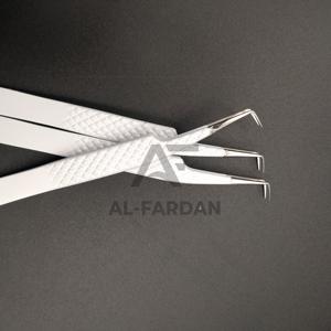 Pinzas de extensión de pestañas delgadas de 90 grados con logotipo personalizado Agarre de diamante de acero inoxidable sólido Acabado en blanco mate Volumen de pestañas - Product Image 4