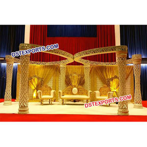 ชุดมณฑปแต่งงานลายผีเสื้อสีทองแบบพิเศษ 6 เสา พร้อมมณฑปผีเสื้อแกะสลักลายทองคำ  ทำจากไฟเบอร์คริสตัล  แคนาดา - Product Image 1