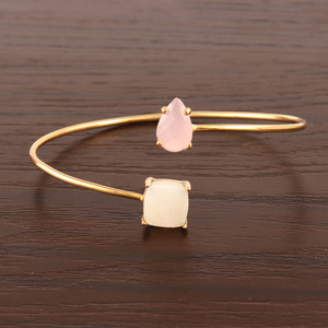 Wholesale Luxury Fashion <b>Bangle</b> <b>Bracelet</b> Natural White Sugar Druzy Briolette Cut Pink Quartz Gold/Silver Plated Styles - Product Image 1