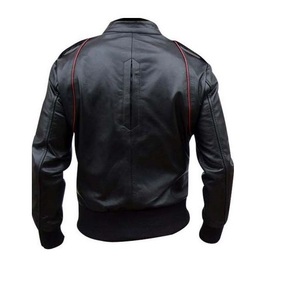 Chaqueta de motorista Unisex, de cuero negro, con cremallera, disponible en todos los colores de cuero, hecha en Pakistán - Product Image 2