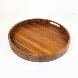 Bandeja para servir de madera de acacia hecha a mano, plato de estilo rústico de tamaño personalizado para el hogar, Hotel, comida decorativa de alta calidad para servir - Product Image 5