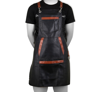 Tablier à bandes en cuir réglables pour hommes, Logo personnalisé, pour atelier, BBQ, cuisine, décoration - Product Image 1