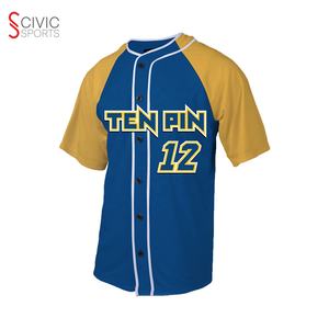 Maillots de baseball à impression personnalisée, livraison rapide, bleu uni, sublimation pour hommes, prix bon marché, tenues d'équipe, délai d'exécution rapide - Product Image 1