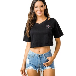 Women Fitness Workout Gym Cotton Wear Crop <b>Top</b> T Shirts Women Gym Crop <b>Top</b> Shirt - Product Image 3