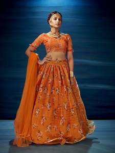 Organza traditionnel indien Premium Lehenga Choli Collection non cousu ethnique soie fête de mariage porter Direct Surat - Product Image 3