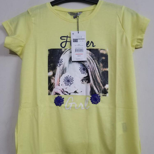 Marca de gama alta de verano para niñas, ropa de punto informal para niños, Camisetas estampadas de manga corta teñidas, cuello redondo para exteriores, Bangladesh - Product Image 1