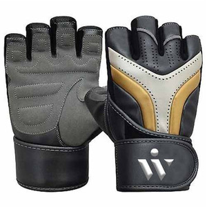 New Design Half-<b>finger</b> Wrist <b>Support</b> Fitness Weight Lifting Gym Gloves with Synthetic Leather & Cowhide for Unisex Power Lifting - Product Image 1