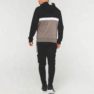 450 GSM Hombres Amarillo Multi Colorblock Logo Hoodie & Jogger Pants Set Colorblock Fleece Hoodie & Sweat Pants Set Chándal Conjuntos - Product Image 2