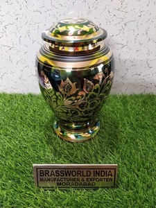 Brassworld India Engraved Purple and Silver Cremation Urn Funeral Supplies - Product Image 4