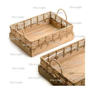 Bamboo Rattan Serving Tray Set Of Three Different Sizes Kitchenware Food <b>Dessert</b> Serving Tray For Kitchen Usage - Product Image 6