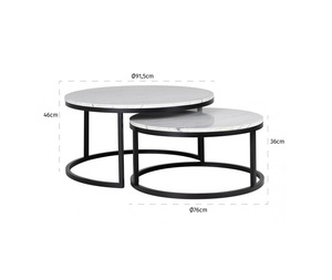 Modern Design <b>Round</b> <b>Nesting</b> Metal Frame Set of 2 with Marble Top Versatile <b>Coffee</b> <b>Table</b> for Living Room Bedroom Office Decor - Product Image 2
