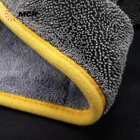 Serviette de séchage coréenne en microfibre double face de qualité supérieure 1000 g/m² en tissu peluche et torsadé avec colle, deux faces différentes pour le lavage de voiture