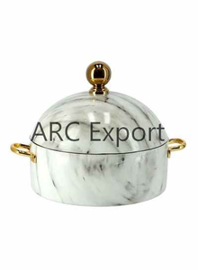 Marmites en métal martelé argenté, vente en gros, bouton doré, pot de luxe, pot de service alimentaire, forme ronde, pot isolé - Product Image 6