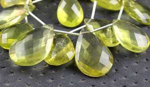 ลูกปัด Briolette รูปทรงลูกแพร์19ชิ้น,อัญมณีควอตซ์สีเหลืองมะนาวธรรมชาติแท้ - Product Image 3