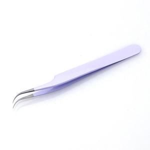 Pince à cils incurvée blanche de qualité chirurgicale pour extensions de cils, en acier inoxydable durable avec logo personnalisé - Product Image 1