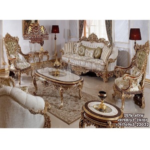 Conjunto de muebles tallados a mano para sala de estar, conjunto de sofás de lujo Rococo de estilo barroco, tallado a mano, europeo - Product Image 1