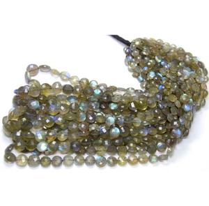 Labradorita Natural Facetada en Forma de Moneda 5x8mm Hecha a Mano Cuentas de Alta Calidad AAA+ Aproximadamente 15 Pulgadas - Product Image 5