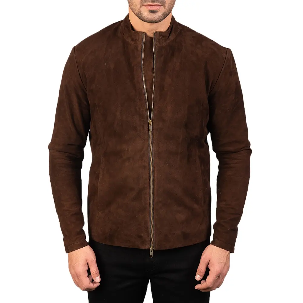 High quality genuine leather jacket OEM custom logo and design accepted goat hide suede leather jacket for the winter wear