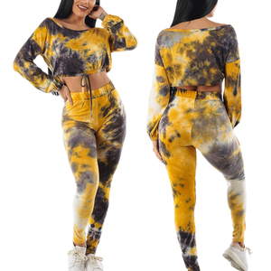 Survêtement femme, décontracté, cordon de serrage, veste surdimensionnée, manches froncées, Tie and Dye, grande taille, 2020 - Product Image 6