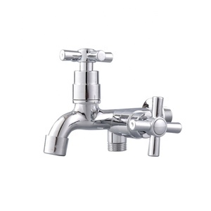 Dual Handle Wall Mounted ABS Plastic Faucet 2 Way Bib Cocks