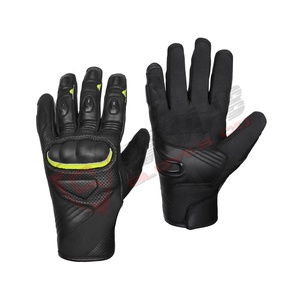 Gants de moto de course personnalisés résistants au vent et à l'eau en cuir de vachette noir vente en gros - Product Image 1