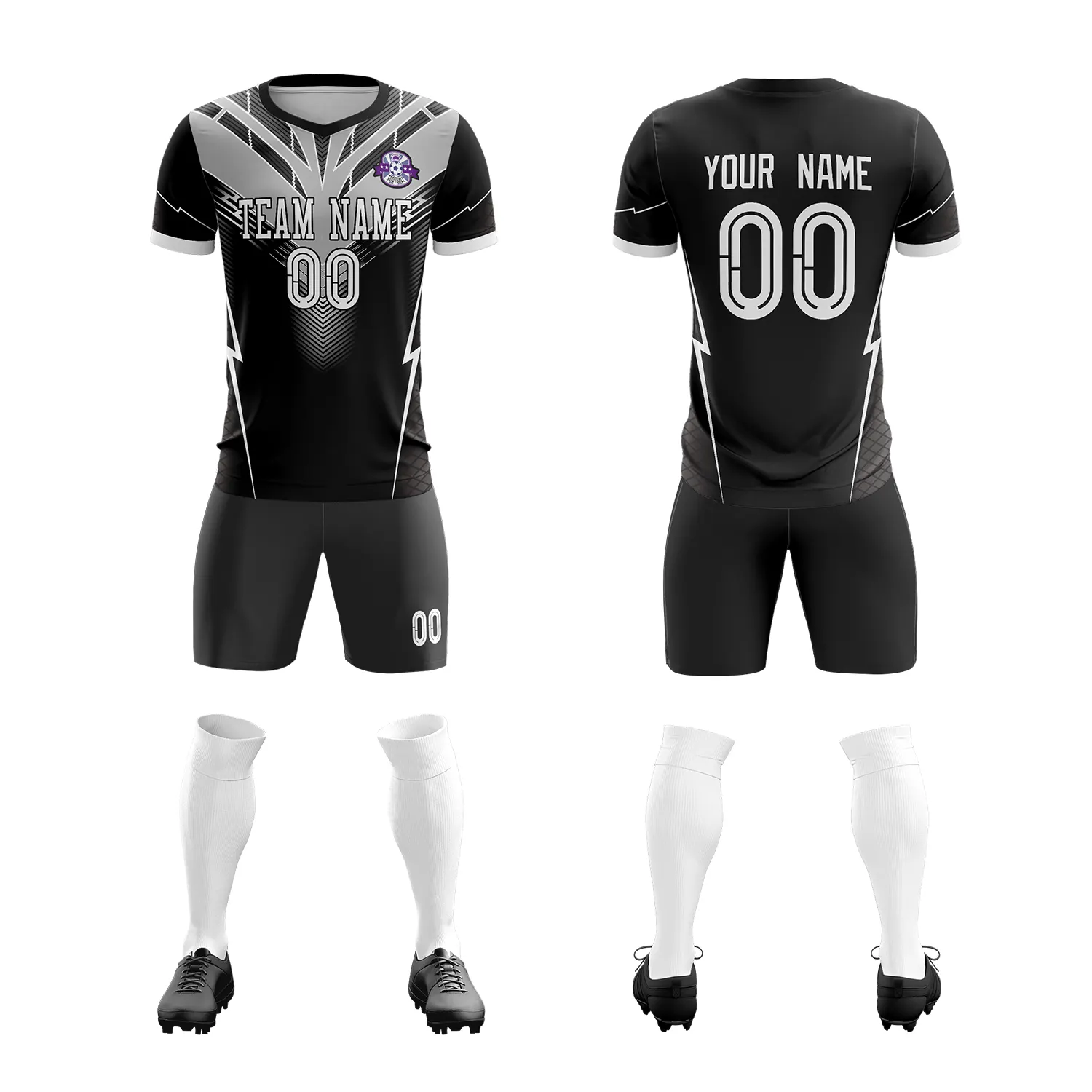 Conjunto de camisetas de futebol personalizado, conjunto de roupas de futebol em poliéster 100%