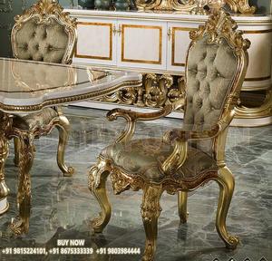 Juego de Muebles de Comedor de Madera de Teca Moderna Dorada Ultra Lujosa - Product Image 4