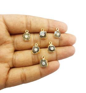 จี้พลอยเพชรรูปเฮอร์คิเมอร์พร้อมขอบชุบทองด้วยคริสตัล CZ สำหรับงานเลี้ยงอัญมณีและเครื่องราง - Product Image 1