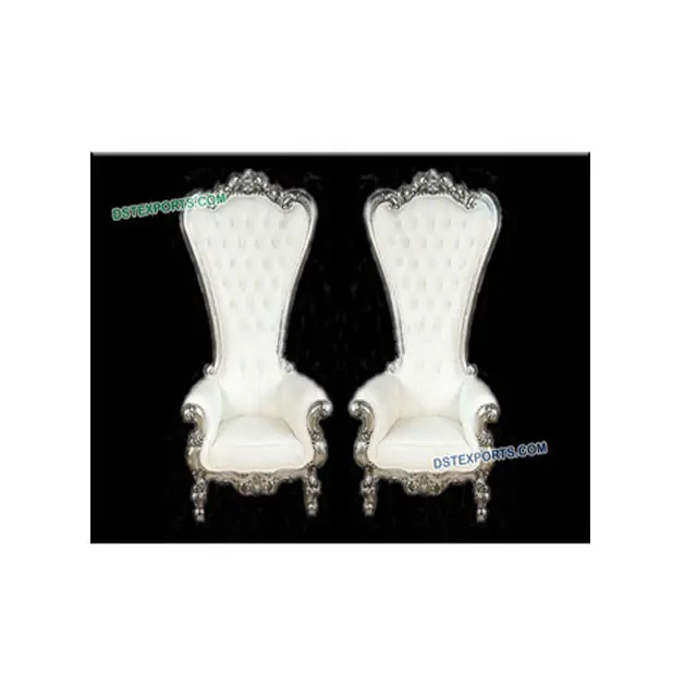 Bollywood Wedding Silver Chairs Long High Back Wedding Reception Stage Chairs Bride Groom Chairs Manufacturer