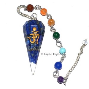 Best Saler of Lapis Lazuli Orgone Chakra Pendulums with Om : Lapis Lazuli Orgone Chakra Pendulums with Om for Sale - Product Image 1