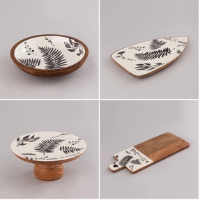 Elegant Round Shape Dessert <b>Cake</b> <b>Stand</b>, Bowl, Cutting Board and Tray Display mango Wood <b>Stand</b> for Wedding Party <b>Set</b> - Product Image 3
