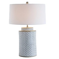 Lámpara de Escritorio de Cerámica Azul y Blanca Tradicional en Oferta, Lámpara Decorativa para Porche con LED de Alto CRI 95, Alimentación por CA, para Sala de Estar