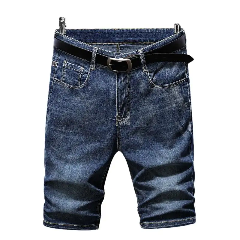 Men's Denim Shorts Stretch Summer Thin Section Loose Wild Straight Five-point Jeans Short Pants Men's Casual Pants Black Trend