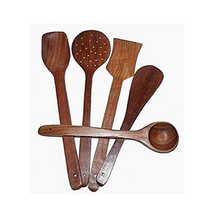 Ensemble de cuillères de cuisine de qualité supérieure, faites à la main, en bois brun, pour cuisiner et servir, par Home Arts - Product Image 3
