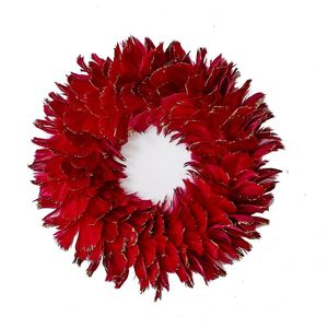Floral Teal Garland Feather Christmas <strong>Wreath</strong> for Home Door Wall Window Wedding Party Halloween Thanksgiving Fall Autumn Decor - Product Image 1