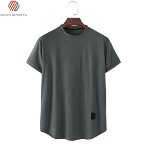Camiseta Casual de Manga Corta con Cuello Redondo para Hombre, Color Sólido, Tejido de Punto, Corte Regular, Beige - Product Image 3